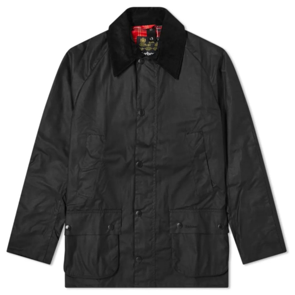 NWT Barbour Ashby Black Wax Jacket Red Tartan Lining Men's Medium Retails $398